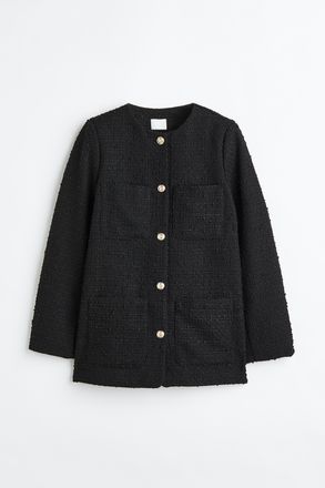 H&M Boucl&eacute;-Jacke - Schwarz