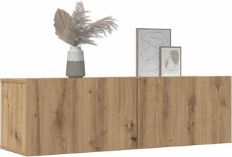 Berkfield Home TV Cabinets Wall-mounted 2 pcs Artisian Oak 100x30x30 cm in Brown | Size: 100 x 30 x 30 cm