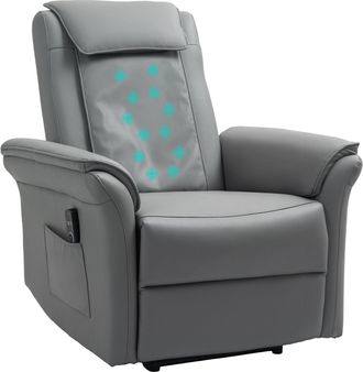 HOMCOM Kneading Massage Recliner Chair Breathable Leather Recliner Armchair | TJ Hughes Grey