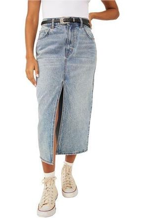 Free People Calabasis Denim Midi Skirt in Medium Blue at Nordstrom Rack, Size 6