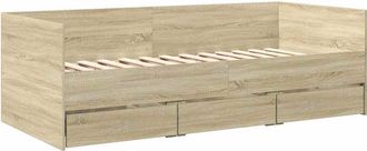 vidaXL Sof&aacute; Cama Con Cajones Sin Colch&oacute;n Roble Sonoma 90x190 Cm Vidaxl