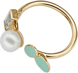 Aliita Mint Green Petalos Flor Ring