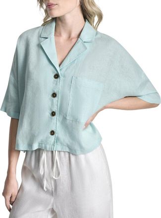 DKNY Dkny Collared Linen Blouse