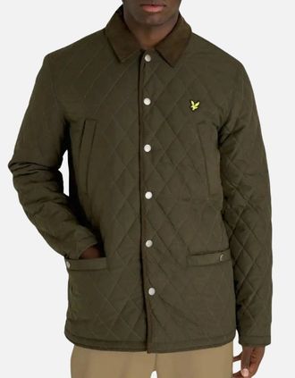 Lyle & Scott Mens Lyle & Scott Branded Emblem Olive Green Quilted Jacket - Tan - Size: 40/Regular