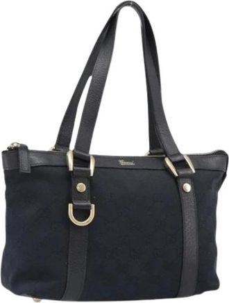 Gucci Pre-owned Vintage GG Canvas Hand Bag - Dames - Vintage Shopper - Zwart - ONE Size - Leer - Vintage