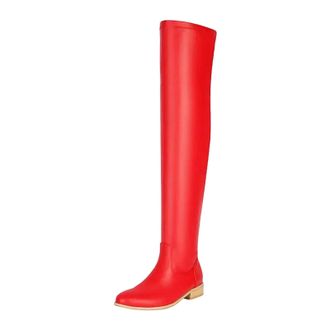 Generic Womens Modern Over The Knee Boots Round Toe Low Square Heel With Side Zipper For Fashionable Daily Wear Tall Boots