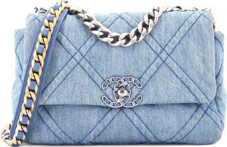 Chanel 19 Flap Bag Quilted Denim Medium shoulder bag - Blu