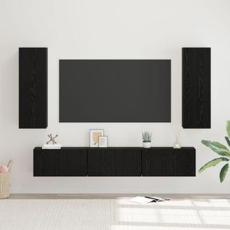 Berkfield Home TV Cabinet with Shelf 5 pcs Black oak Medium 30.5 x 30 x 90 cm