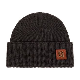 Dsquared2 Beanies, male, Brown, Size: ONE SIZE Logo Patch Beanie