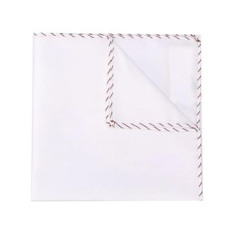Brunello Cucinelli Mens White Guanaco Stitched Pocket Square