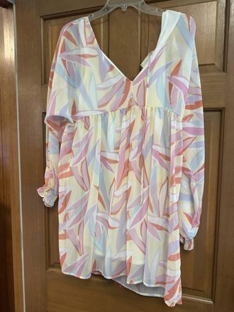 Peach Love California Womens Long Sleeve Dress In Yellow Multi-Color