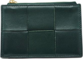 Bottega Veneta Emerald Green Green Leather Card Wallet (Pre-Owned)