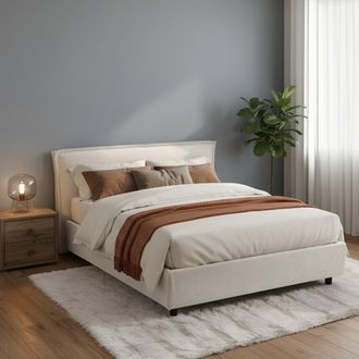 Dmora Cama Doble Bubbio, Desenfundable Con Almac&eacute;n, Hecha En Italia, Tama&ntilde;o Colch&oacute;n 160x200 Cm, Beige