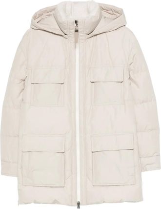 Brunello Cucinelli Piumino lungo con cappuccio - Toni neutri