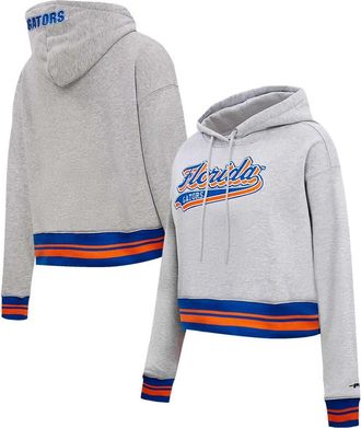 Pro Standard Womens Pro Standard Heather Gray Florida Gators Script Tail Fleece Cropped Pullover Hoodie at Nordstrom, Size X-Large
