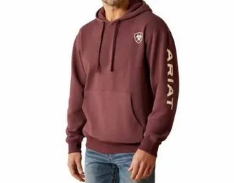 Ariat Mens Logo Hoodie In Burgundy
