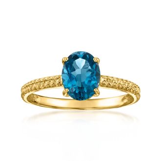 Ross-Simons London Blue Topaz Twisted Ring in 10kt Yellow Gold