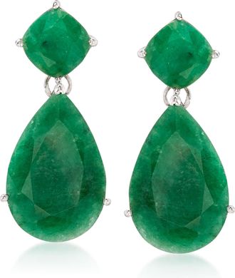Ross-Simons Emerald Drop Earrings in Sterling Silver