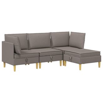 vidaXL Juego De Sof&aacute; Modular Con Almacenamiento 4 Pcs Topo Tela Vidaxl