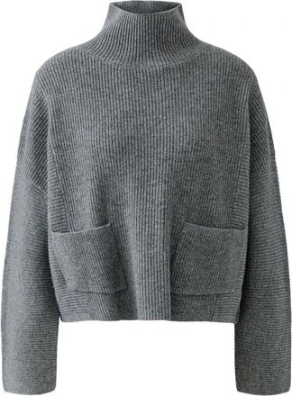 Oui Pullover 9559 - Dames - Coltruien - Grijs - L - Wol - Truien & Vesten