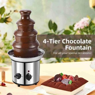 Infinite Fuente De Chocolate El&eacute;ctrica De 4 Niveles, De Acero Inoxidable, Para Fiestas, 170 W, 45 Cm, Para Chocolate, Queso Y Salsa Barbacoa