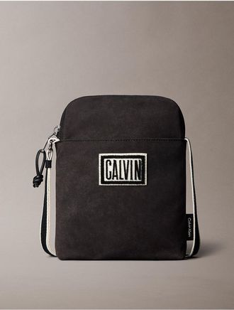Calvin Klein Mens Bold Logo Graphic Reporter Bag - Black