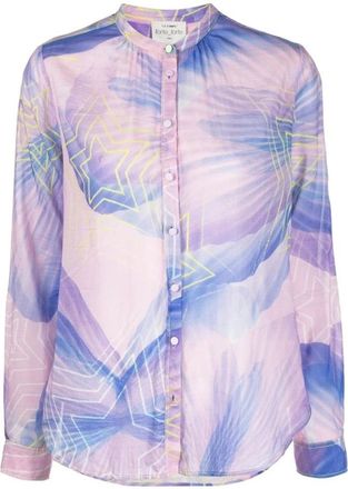 Forte_Forte Purple Dream Print Voile Shirt - Dames - Overhemden - Veelkleurig - XL - Katoen - Overhemden