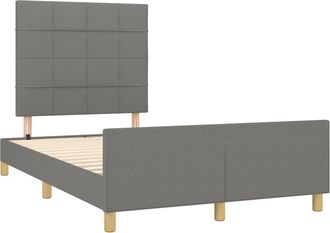 vidaXL Vidaxl - Estructura De Cama Sin Colch&oacute;n Tela Gris Oscuro 120x190 Cm