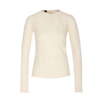 Pinko Marinara Gebreide Blouse - Dames - Ronde hals truien - Beige - S - Wol - Truien & Vesten