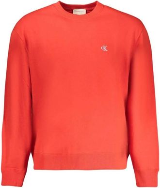 Calvin Klein Sweatshirts, male, Red, Size: 2XL Cotton Crew Neck Sweatshirt