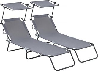Habitat & Jardin Juego de 2 tumbonas gris L180