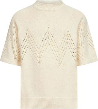 Jil Sander Round-neck Knitwear, male, White, Size: XL Cotton Pointelle T-Shirt