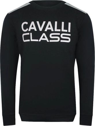 Roberto Cavalli Mens Cavalli Class Taped Shoulders Black Sweatshirt - Size: 44