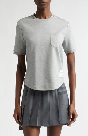 Thom Browne Milano Cotton Pocket T-Shirt in Light Grey at Nordstrom, Size 12 Us
