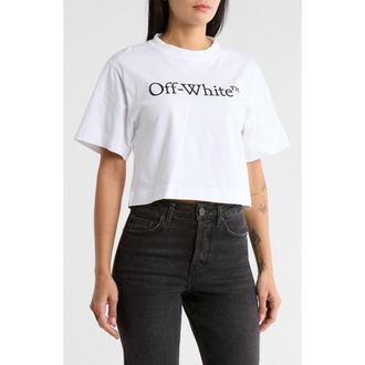 Off-white Big Logo Bookish Crop Graphic T-Shirt in White Black at Nordstrom Rack, Size X-Small
