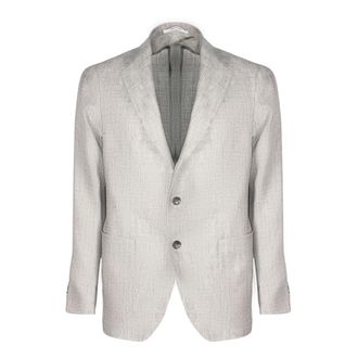 Tagliatore Blazers, male, Gray, Size: 2XL Linen and Virgin Wool Blazer