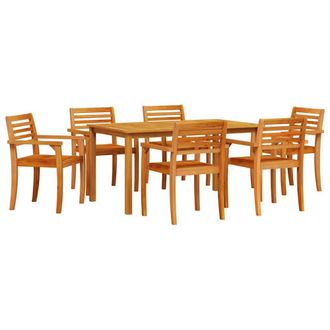 Berkfield Home 7 Piece Garden Dining Set - Solid Acacia Wood in Brown