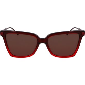 Ferragamo Gancini 56mm Butterfly Sunglasses in Gradient Transparent Dark Red at Nordstrom Rack