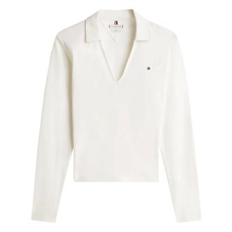 Tommy Hilfiger Tops, Dames, Wit, S, Katoen, Modern Cody LS Open Polo