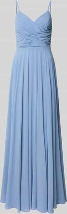 Mascara Abendkleid mit Drapierungen und V-Ausschnitt in Hellblau, Gr&ouml;&szlig;e 32