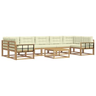 vidaXL Conjunto De Sof&aacute;s De Exterior Con Coj&iacute;n 6 Pcs Blanco Y Crema Vidaxl