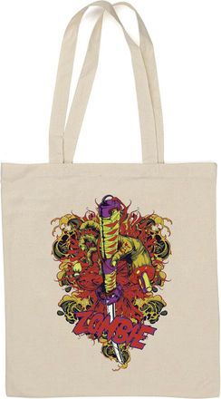 Generic Zombie Hand Katana Graphic Natural Cotton Tote Bag White
