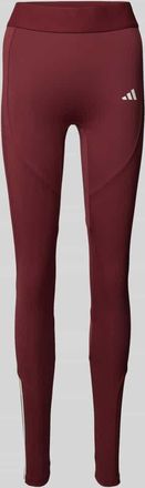 adidas Skinny Fit Leggings mit Logo-Print in Aubergine, Gr&ouml;&szlig;e XS