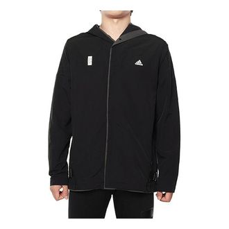 adidas Sports Zipper Woven Long Sleeves Logo Jacket Black DY8756