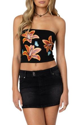 Edikted Tiger Lily Tube Top in Black at Nordstrom, Size X-Small