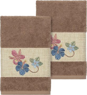 Linum Home Textiles 100% Turkish Cotton Caroline 2Pc Embellished Hand Towel Set