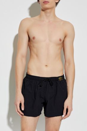 Moschino Swim Shorts With An Appliqu&eacute;, Mens, Black