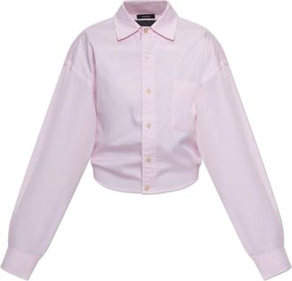 R13 Split Hem Boyfriend Shirt - Dames - Overhemden - Roze - S - Katoen - Overhemden