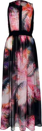 Sandro Sandro Flower Printed Midi Dress in Black Polyester
