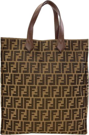 Fendi Zucca Brown Canvas Tote Bag (Pre-Owned)